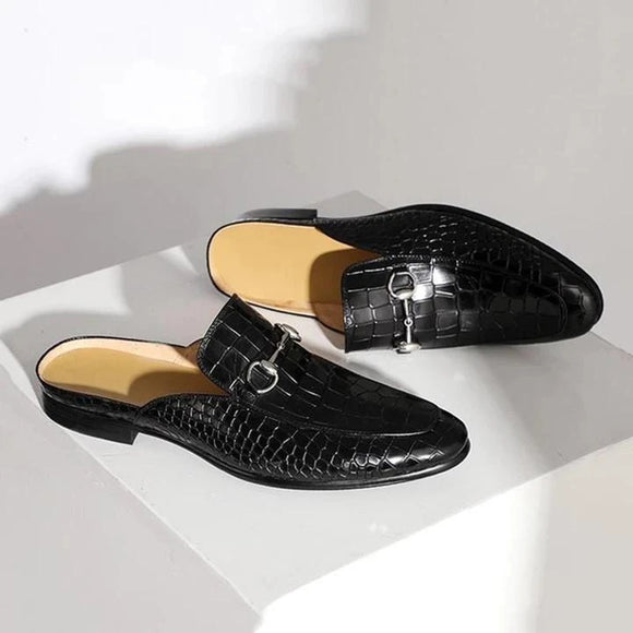 Lazajoy-Men Leather Shoes Slippers