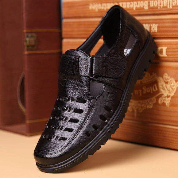 New Arrival Men Fashion Leather Sandals Dress shoes Hollow Male Sandals Plus Size