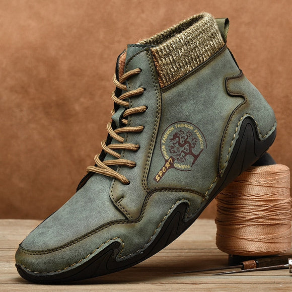 New Men Handmade Leather Ankle Boots
