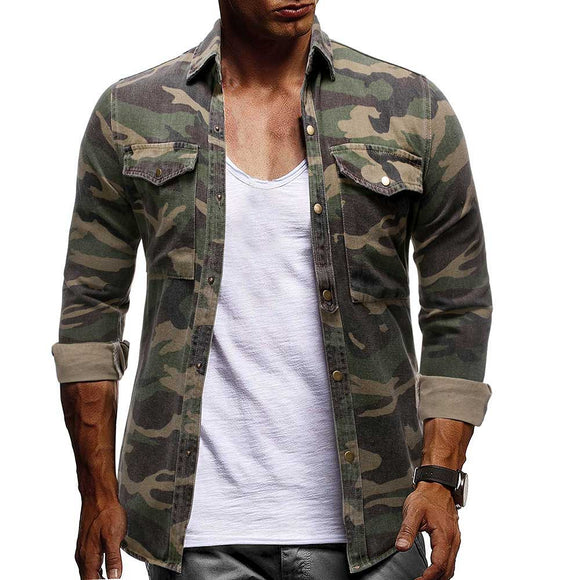 Spring Autumn Camouflage Casual Men's Shirt