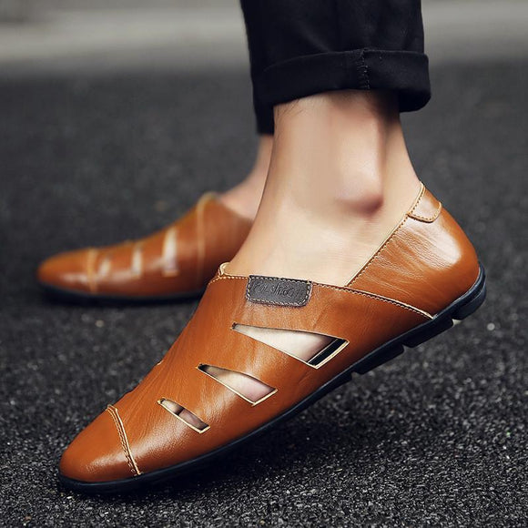 Leather Hollow Men Casual Loafer Shoes