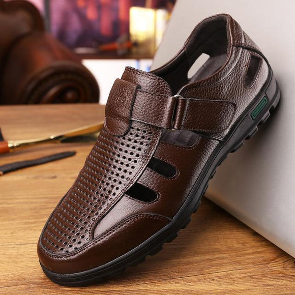 New Hollow Out Men Genuine Leather Orthopedic Sandals