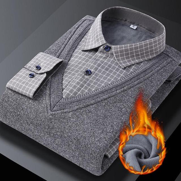 Men's Plush Shirt-collar Sweater