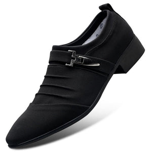Men Fashion Pointed Toe Canvas Dress Shoes