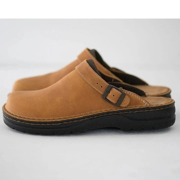 Men Square Toe Leather Non-slip Slipper