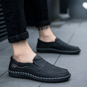 Men Sewing Non-slip Rubber Leather Loafers