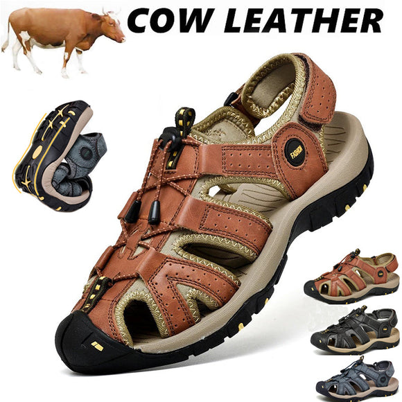 High Quality Genuine Cow Leather Mens Sandals