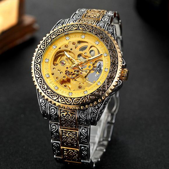 Man Luxury Diamond Skeleton Watch