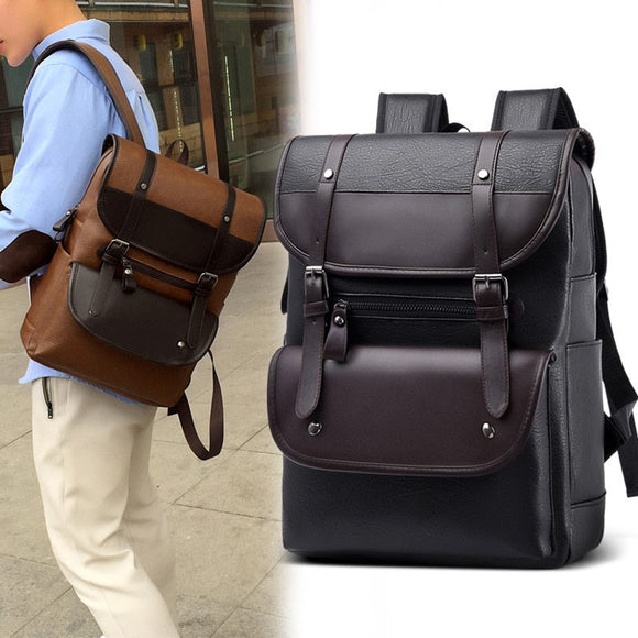 Men Large Capacity Leather Backpacks
