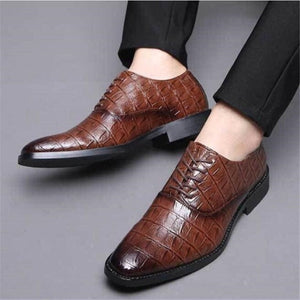 Men Business Crocodile Grain Leather Dress Shoes