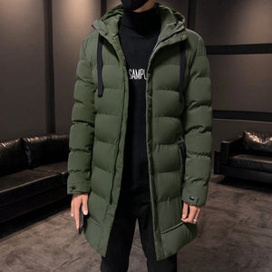 Men Fashion Mid-Length Warm Cotton-Padded Coat
