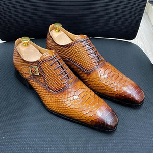 Genuine Leather Snake Prints Men Oxford Shoes