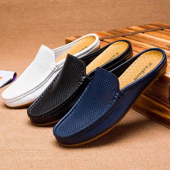Men Slippers Genuine Leather Loafers