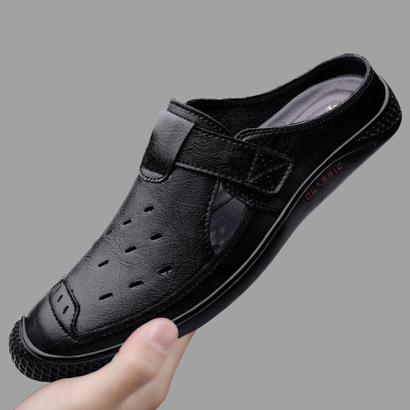 Cow Leather Men Breathable Backless Loafer