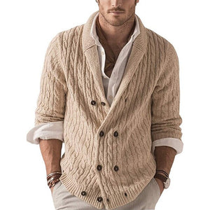 Men Cardigan Striped Knitted Sweater