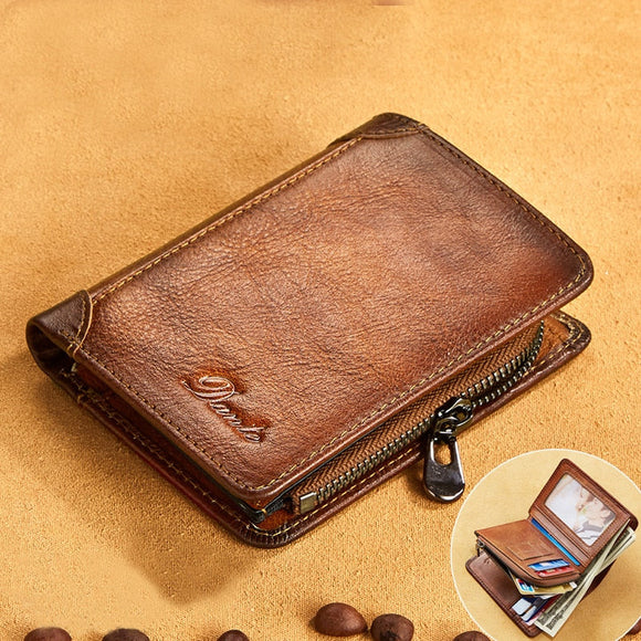 Cow Leather Vintage Short Multi Function Wallet