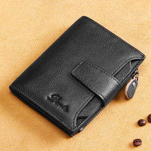 Men Anti-theft Swipe Genuine Leather Wallet