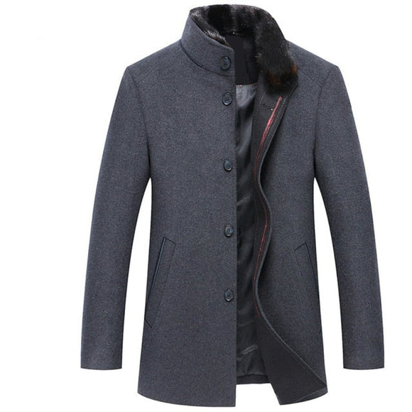 Men's Stand-up Collar Woolen Coat
