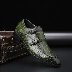 Men's Crocodile Grain Business Buckle Dress Shoes