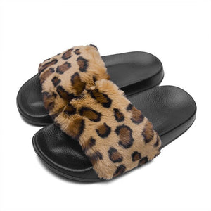 New Arrival Women Summer Fur Leopard Women Slippers