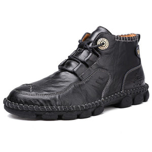 Men Work Boots Leather Ankle Boots