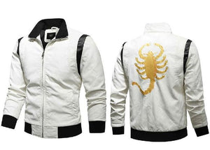 Back Scorpion Embroidered Leather Jacke