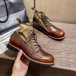 Fashion Men Leather Ankle Boots