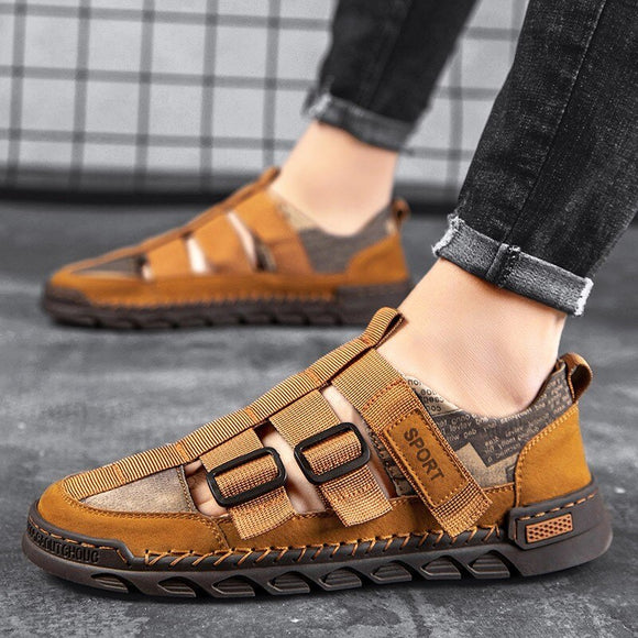 2021 New Fashion Men Split Leather Sandals