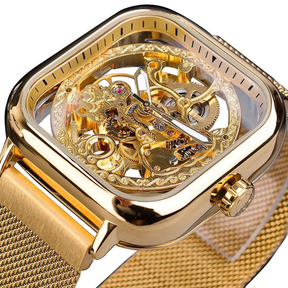 New Gold Skeleton Mechanical Watch