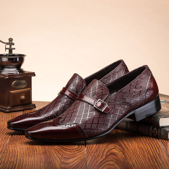 Men Business Square Toe Leather Shoes