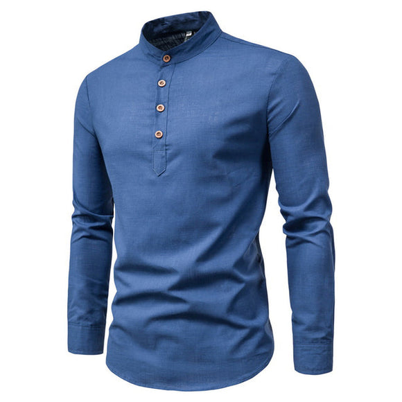 New Men Casual Stand Collar Shirts