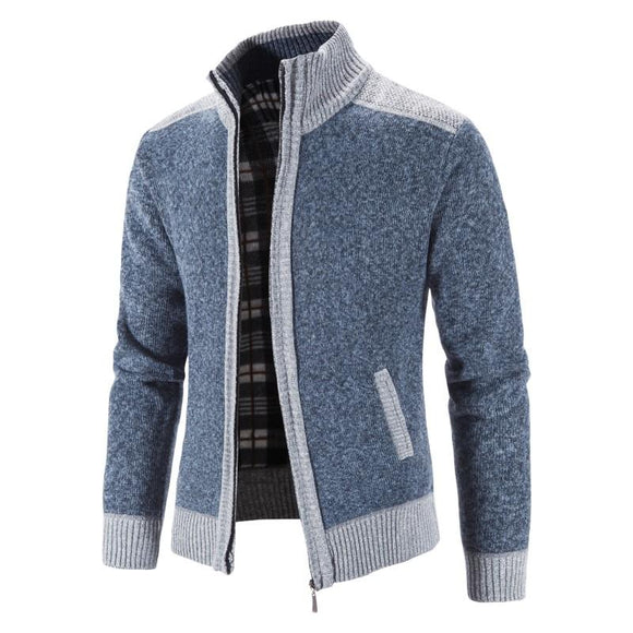 New Men Patchwork Sweater Coat