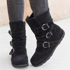 Women Buckle Strap Platform Ankle Boots