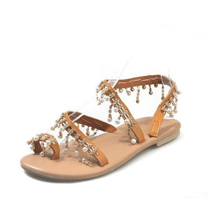 Women Summer Pearl Leather Chic Sandals