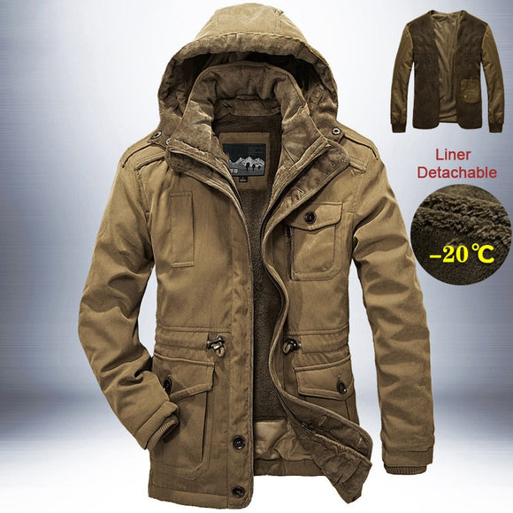 Mens Detachable Multi-pocket Coats M-4XL