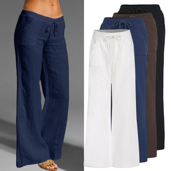 Cotton Linen Loose Elastic Womens Pants