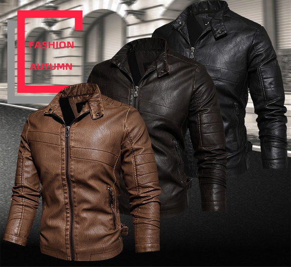 Men PU Leather Fashion Jackets