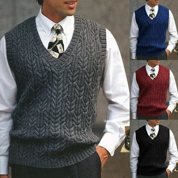 Knitted Men Sleeveless Vest Sweaters