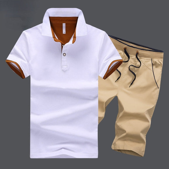 Men Casual POLO Shirt+Shorts Sets
