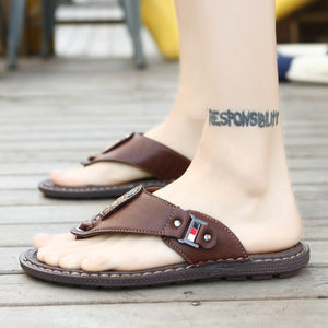 Summer Genuine Split Leather Beach Sandals
