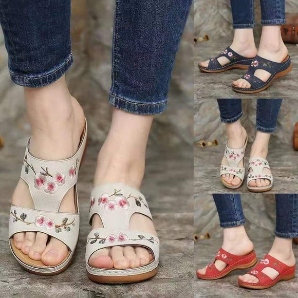 Women Vintage Embroidered Sandals