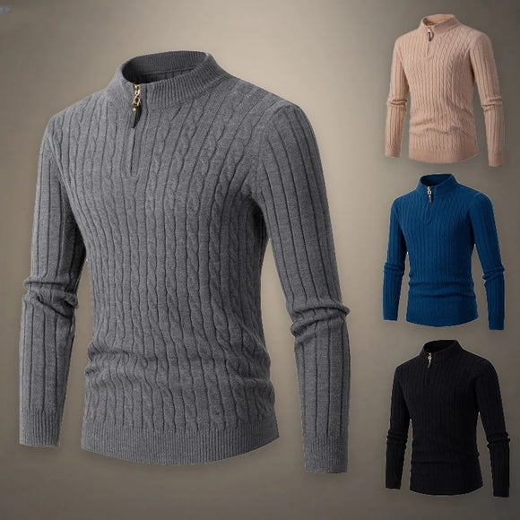 Mens Knitted Casual Zipper Sweater