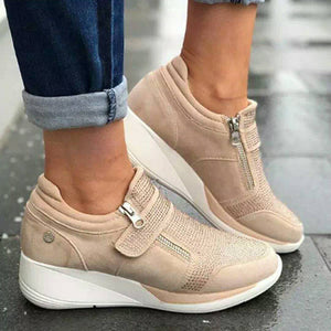 Woman Zipper Platform Wedges Shoes