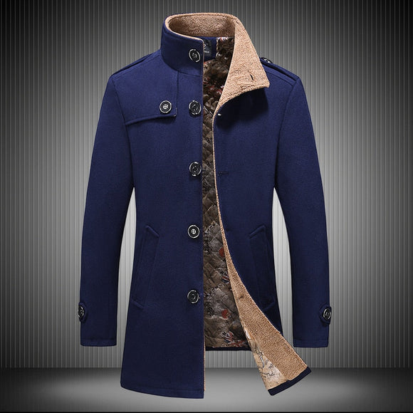 Men Fashion Fleece Warm Woolen Overcoat