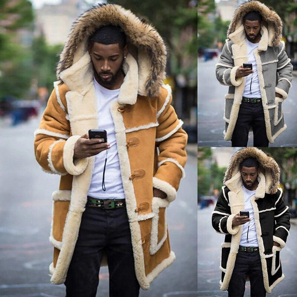 Men Wool Liner Faux Fur Coat