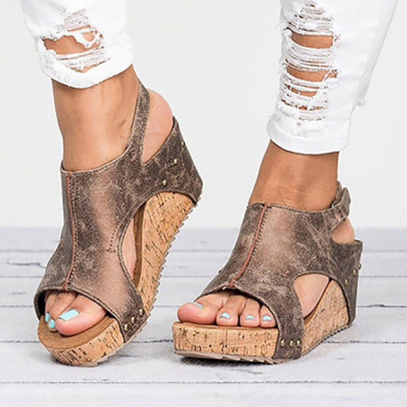 Women Platform Leather Sandals