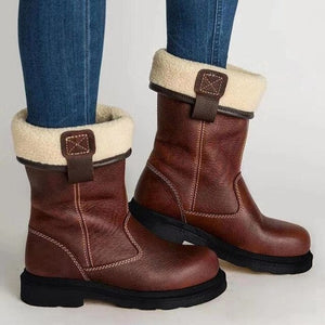 Winter Womens Vintage Leather Warm Boots